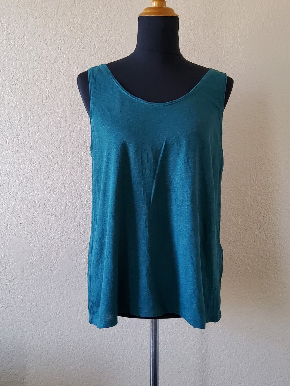 Eileen Fisher Organic Linen Tank Top Teal Green Size M